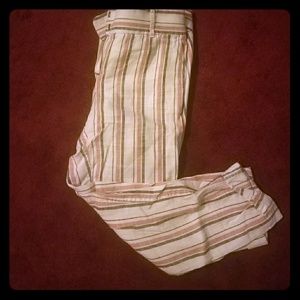 Loft Size 6 Linen Pink White Stripe Pants Size 6